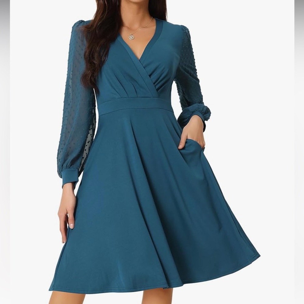 Elegant Teal V-Neck Dress by Seta J